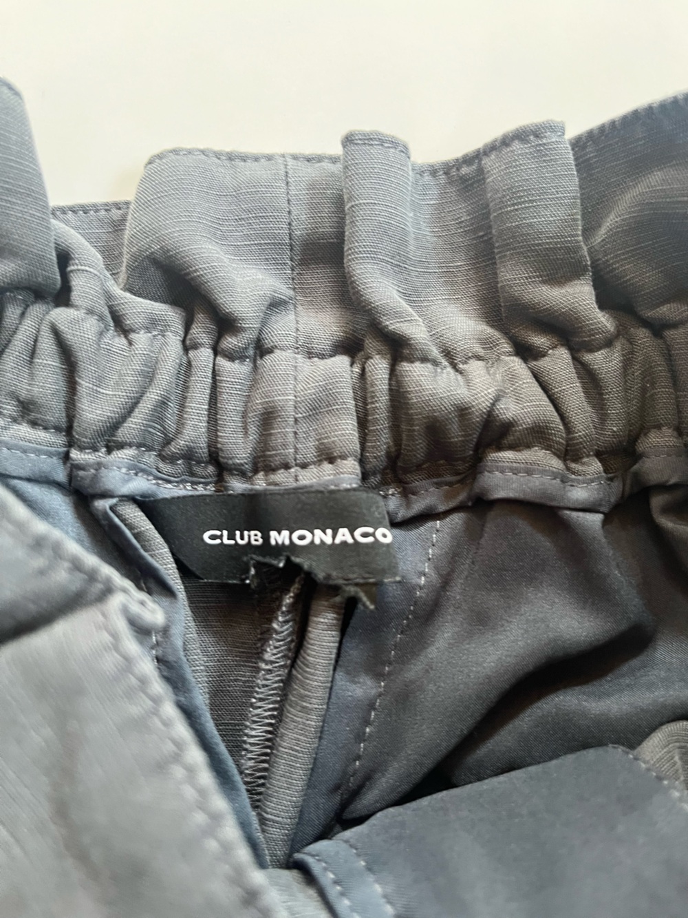 Club Monaco Slate Grey High Waist Linen Blend Paper Bag Cropped Wide Leg Pants - Picture 7 of 12
